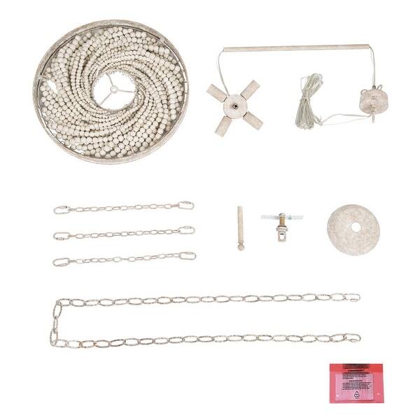 slide 1 of 1, Boho Wood Beads 4-light Chandelier Empire Weathered Coastal Ceiling Light for Dining Room - D15.5"*H87" D15.5"*H87"