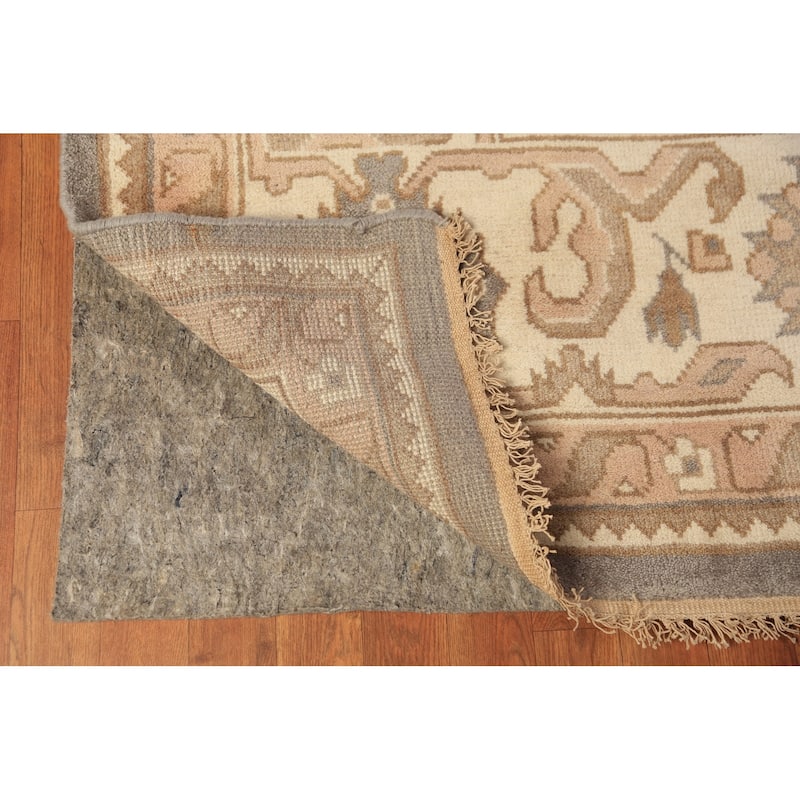 Gray Oushak Indian Area Rug Hand-Knotted Wool Carpet - 9'0"x 12'0"