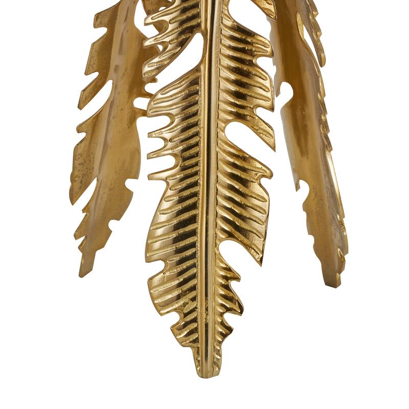 Silver or Gold Aluminum Metal Leaf Side End Accent Table with Tripod Legs and Tempered Glass Top (Set of 3)