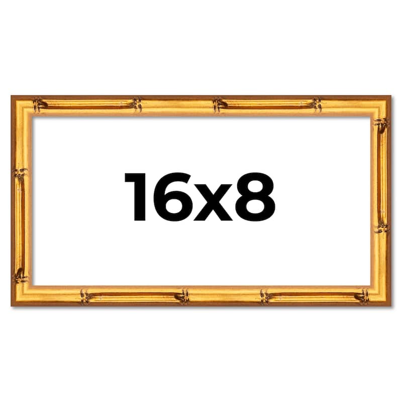 16x8 Frame Gold Bamboo Picture Frame Modern Photo Frame Includes UV Acrylic Shatter Guard Front Acid Free Foam Backing Board