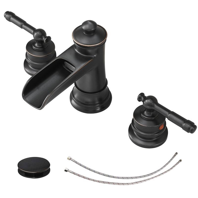 Topcraft Two Handle Waterfall Bathroom Faucet with Pop-Up Drainer - Oil-Rubbed Bronze