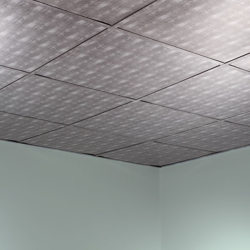 FASÄDE Flat Decorative Vinyl 2ft x 2ft Lay in Ceiling Panel in Crosshatch Silver (5 Pack)