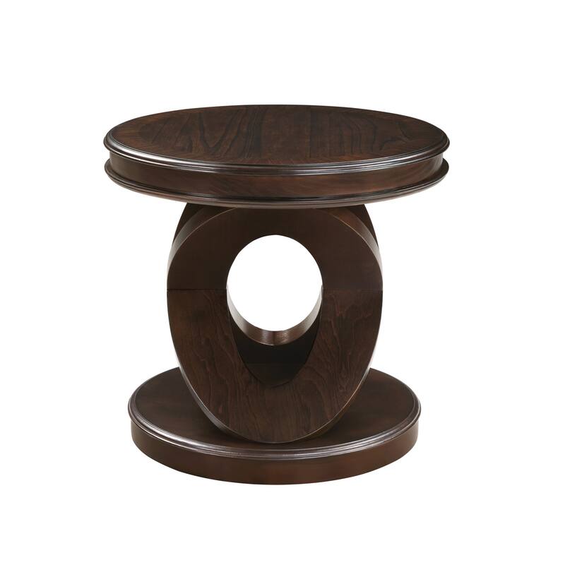 Vintage Round Wooden End Table Sofa Side Table with X-shape Base, Coffee Table Espresso Accent Table