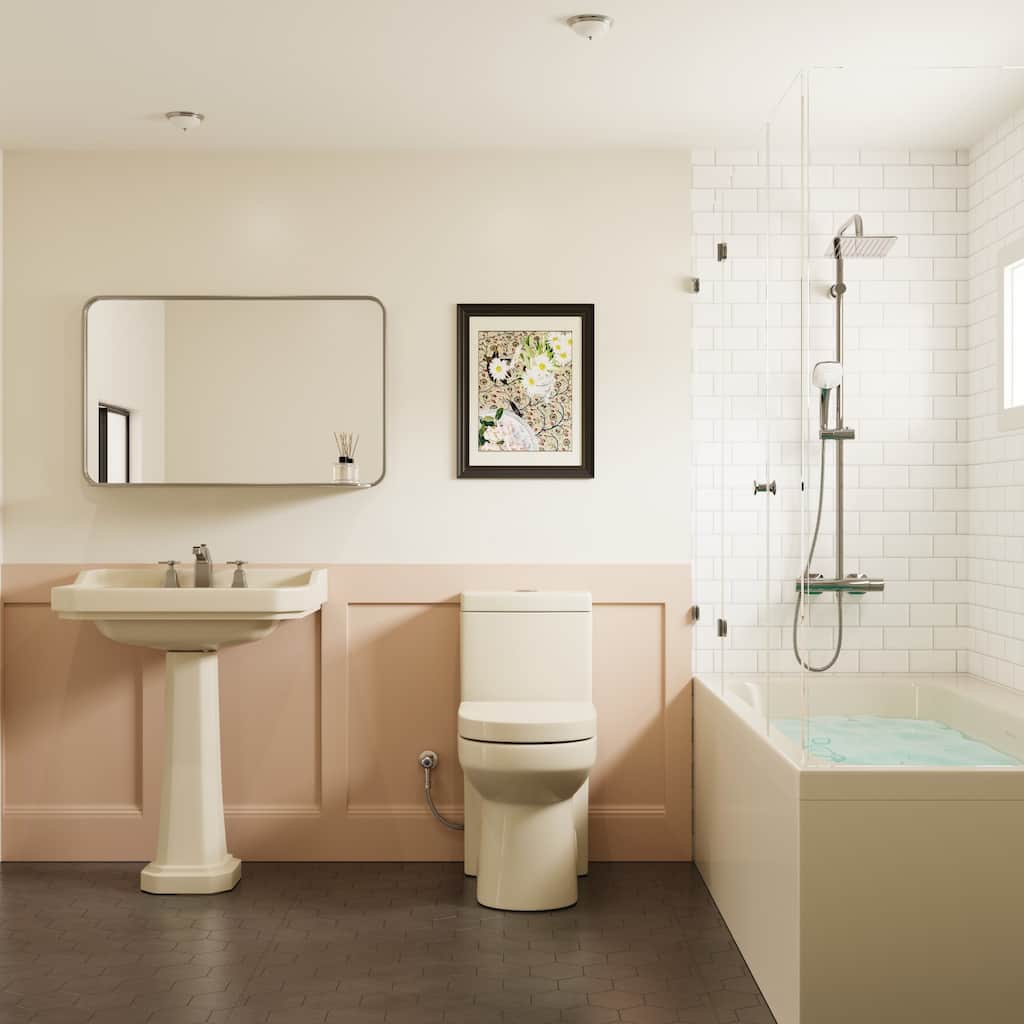 HOROW Bisque One Piece Toilet with High Performance Dual Flush 1.1/1.6 GPF 12 In Rough In - N/A