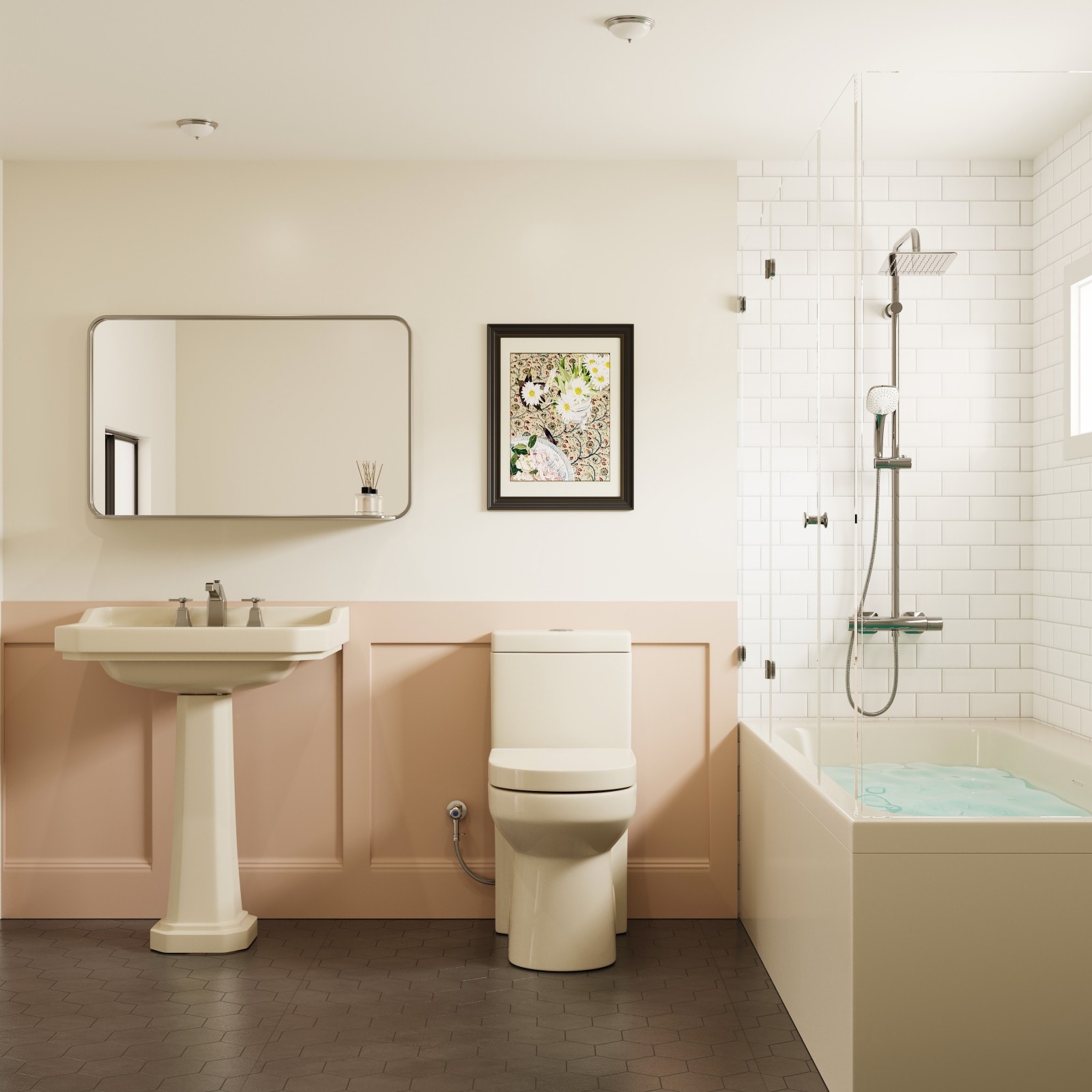 HOROW Bisque One Piece Toilet with High Performance Dual Flush 1.1/1.6 GPF 12 In Rough In