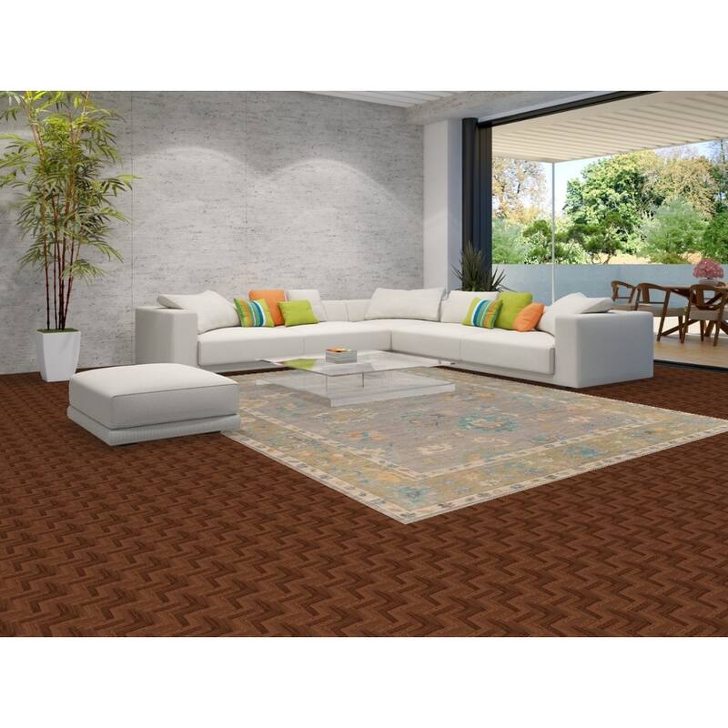 Hand Knotted Oriental 100% Wool Carpet Transitional All-Over Greys & Charcoal Oushak Area Rug - 11' 11'' X 9' 2''