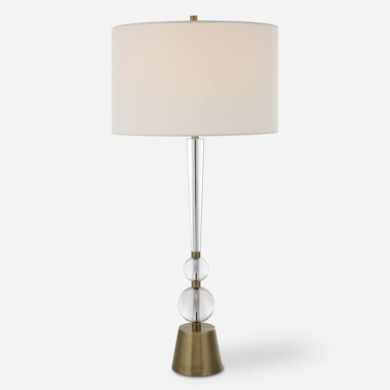 Tapered Crystal Column Table Lamp - 36.75" - Brass Finish
