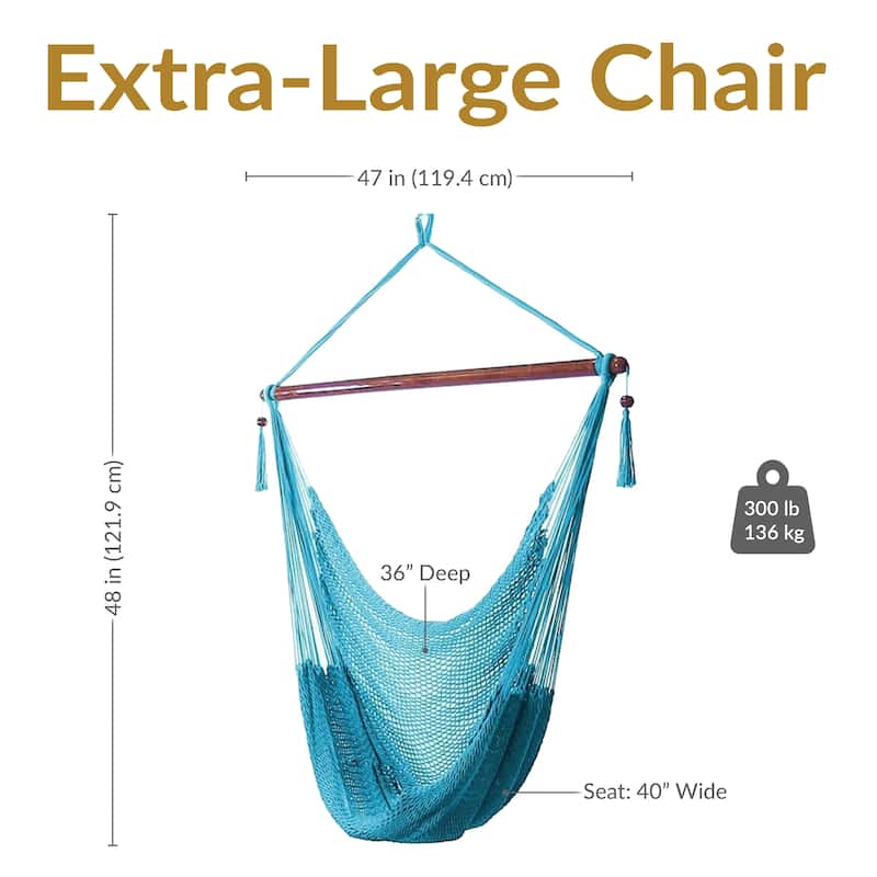 Sunnydaze Outdoor Extra Large Caribbean Polyester Rope Hammock Chair