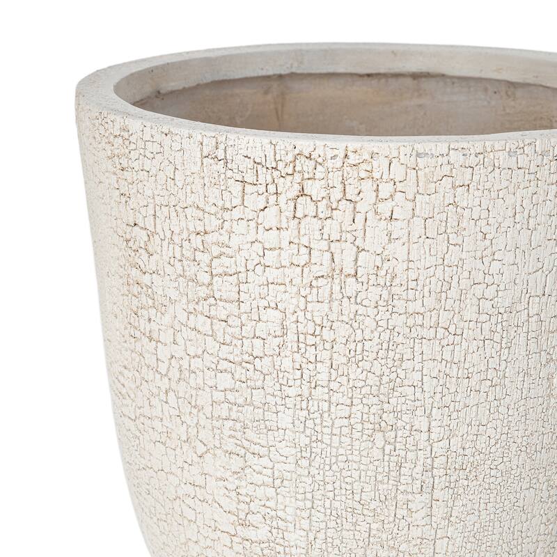 Lightweight Planter Set of 3,16.93"+13.78"+11.02"Dia Round Concrete Stackable Flower Pots with Drainage Holes and Rubber Plug