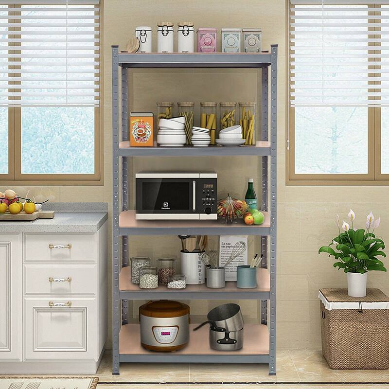 Gymax 72'' Steel 5-tier Garage Shelf Metal Storage Adjustable Unit