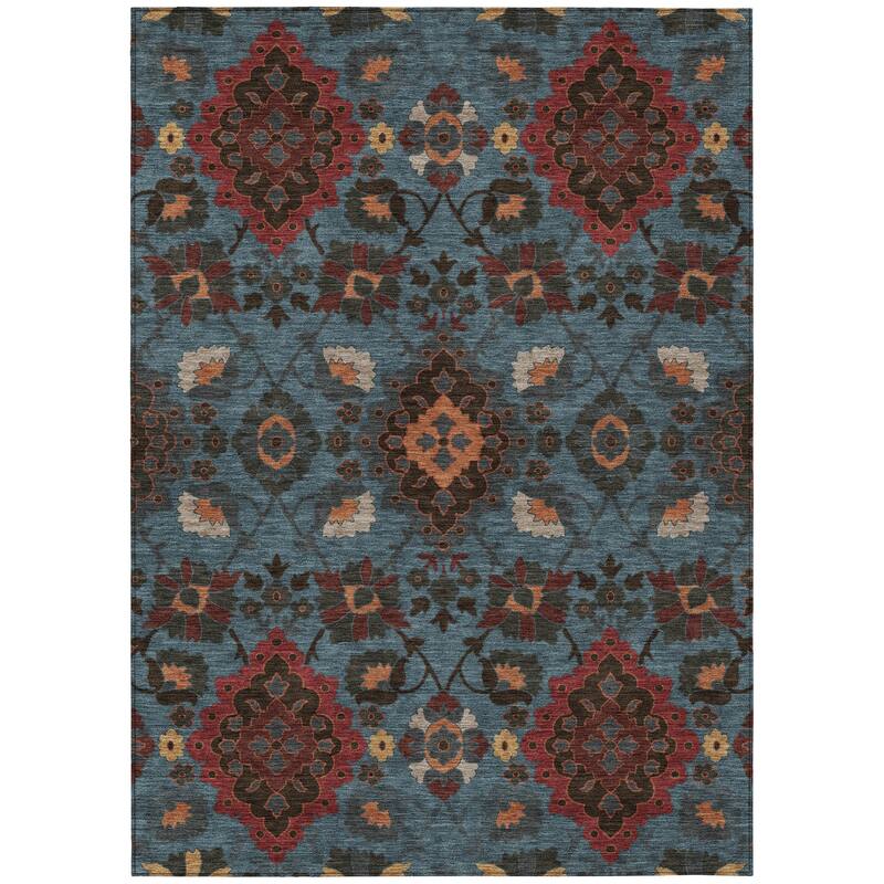 Machine Washable Indoor/ Outdoor Boho Traditional Chantille Rug