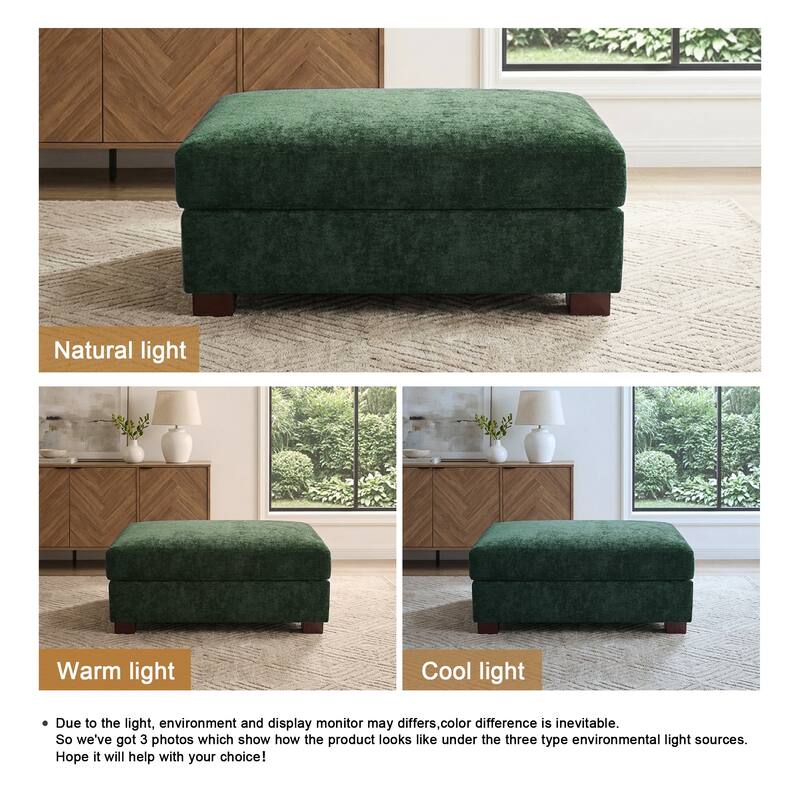 41" W Modern Rectangle Chenille Ottoman