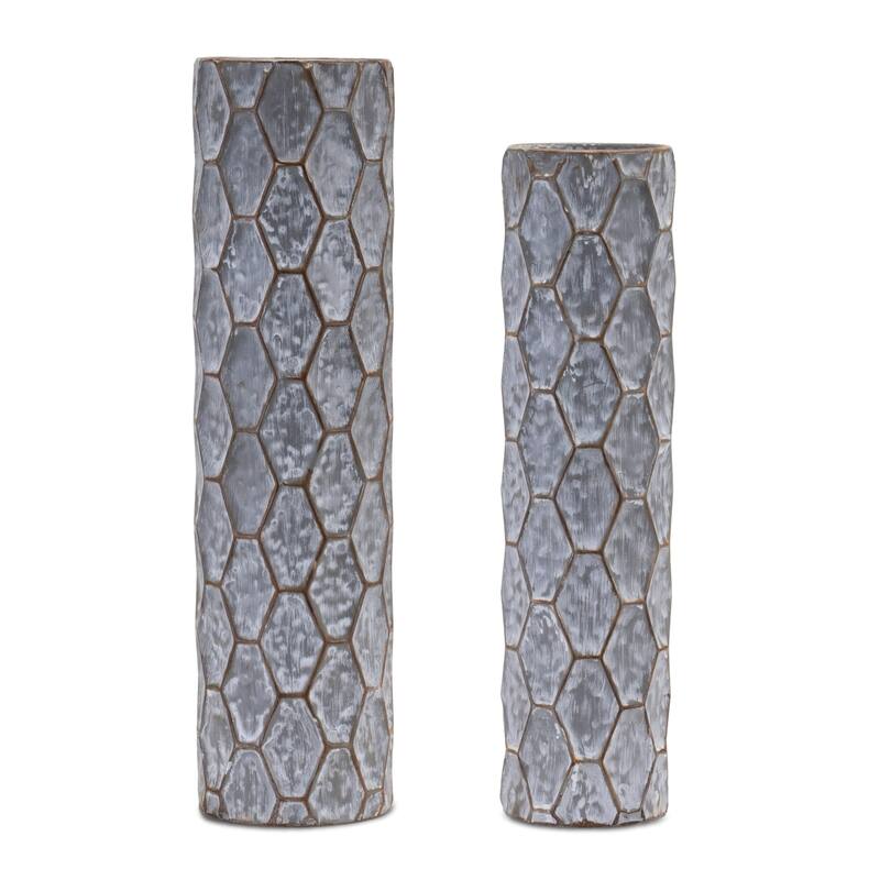 Honeycomb Metal Taper Candle Holder - 6.25" - Set of 2