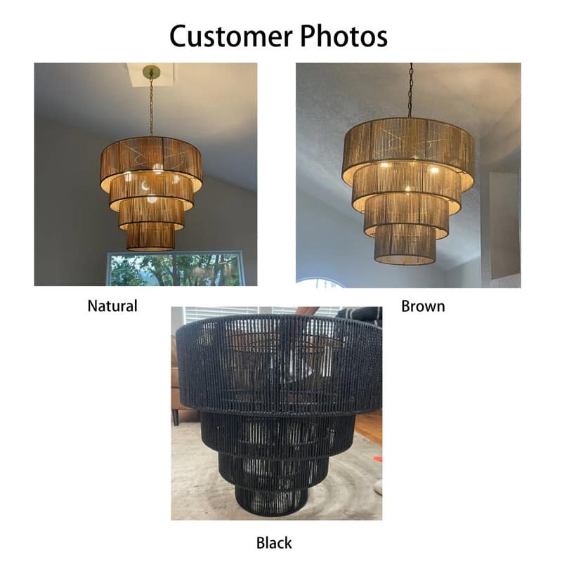 KAWOTI Width 26" 5-Light 4-Tiered Bohemian Pendant Light