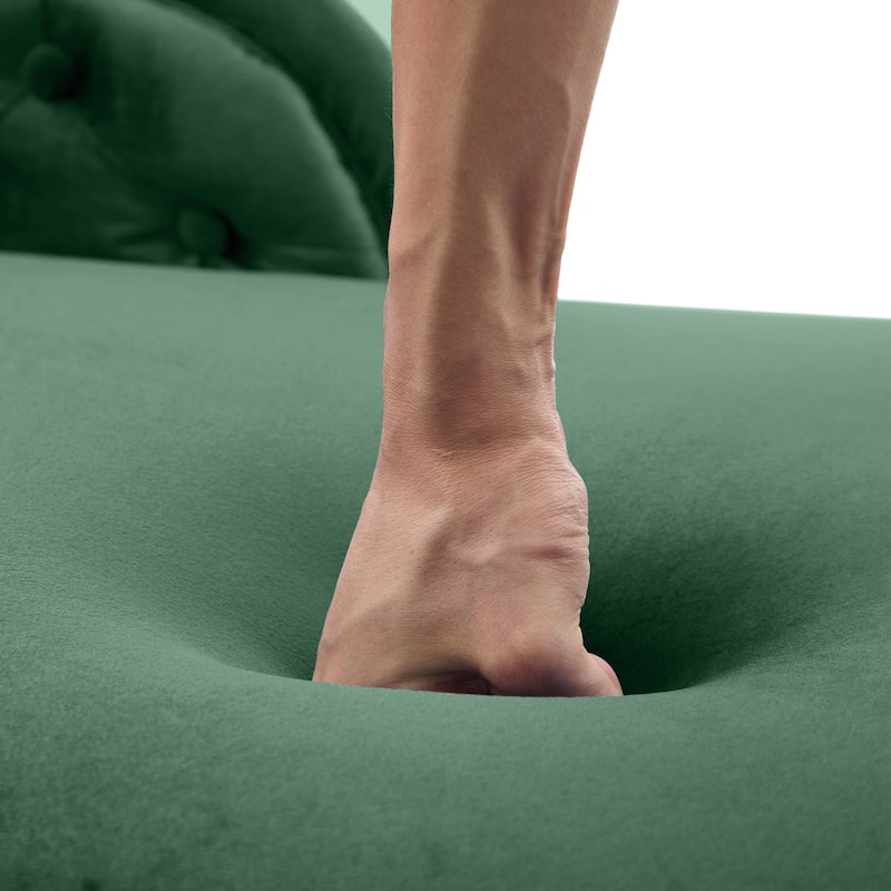 Christopher Knight Home - Bressi Modern Velvet Upholstered Chaise Lounge with Tufted Backrest, Nailhead Trim & Pillow