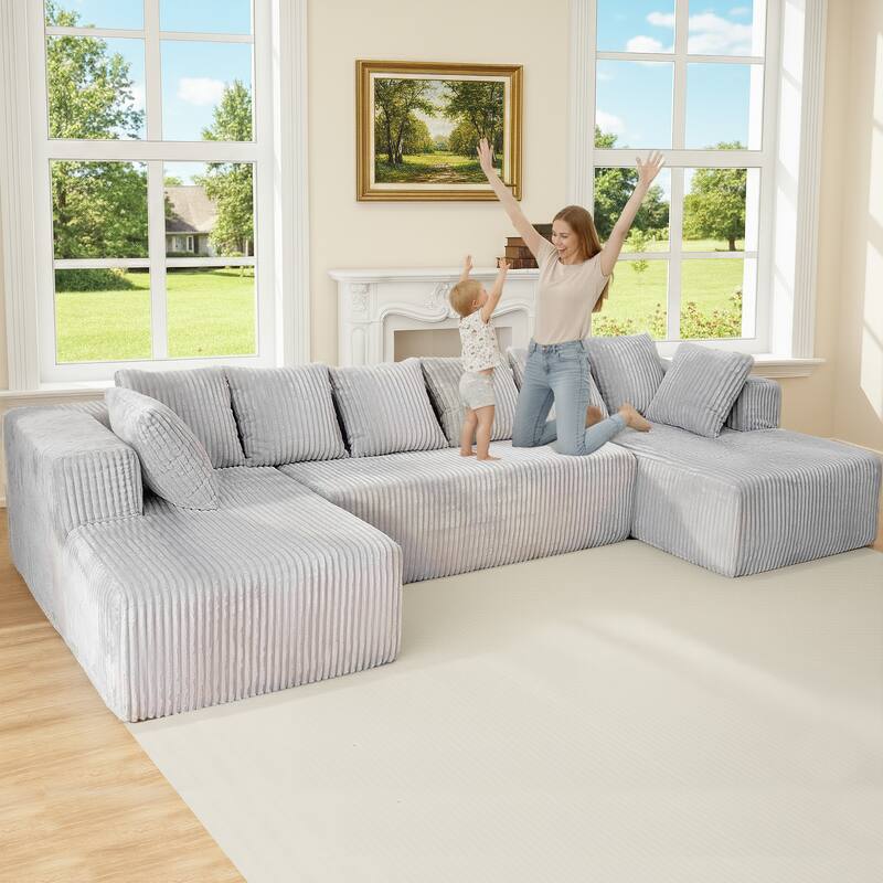 GDFStudio - American Design Modular 130" U-Shaped Sectional Sofa, Chaise Lounge with Reversible Layout