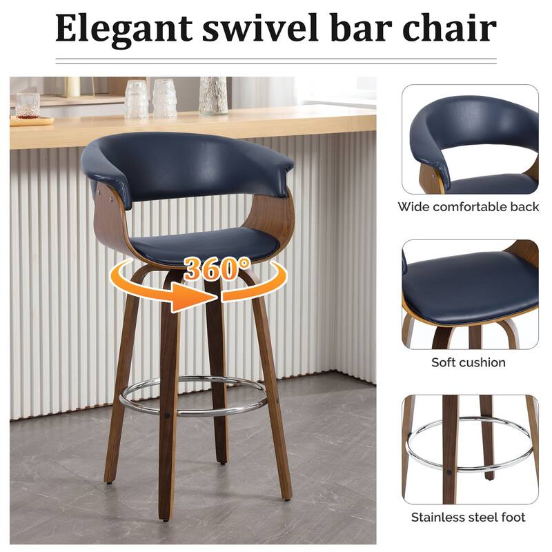 Modern Swivel Bar Stools Upholstered Counter Height Stools, Set of 2