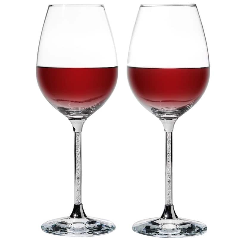 Matashi Crystal Wine Glasses Set 18.5 oz- Lead-Free Crystal Sparkling Wine Wedding Glasses, Elegant Crystal Filled Glassware