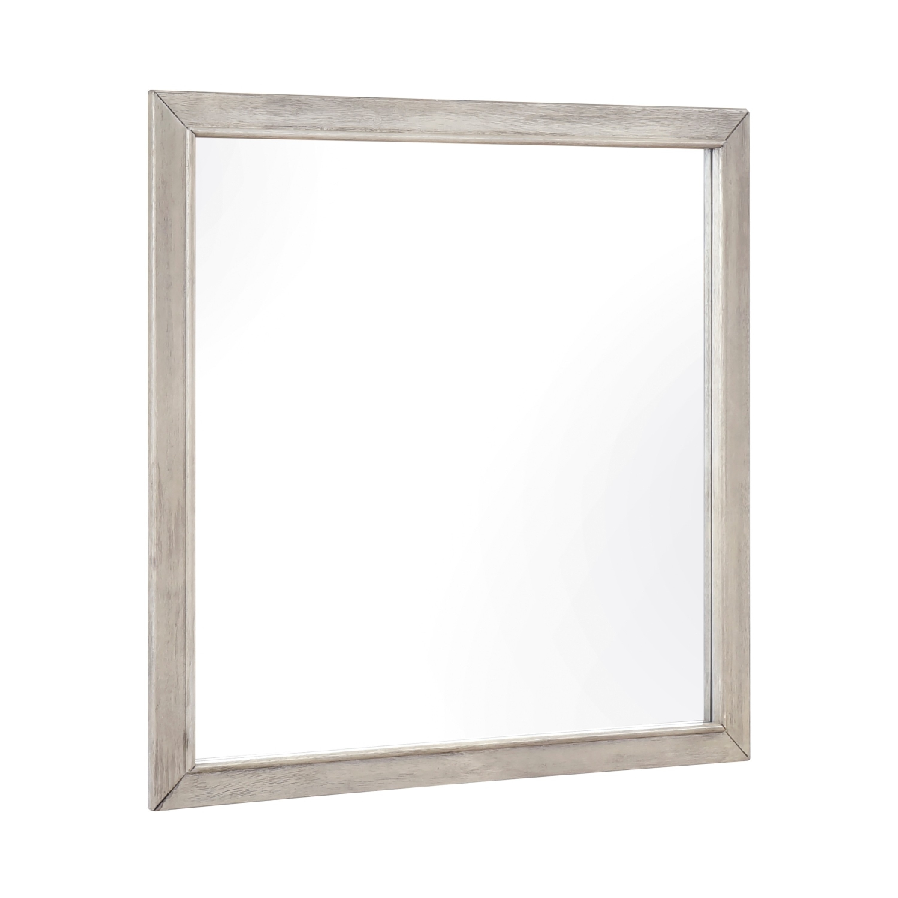 Benjara Evy Dresser Mirror, Framed Design, Rustic Gray Wood, 38x38 Square