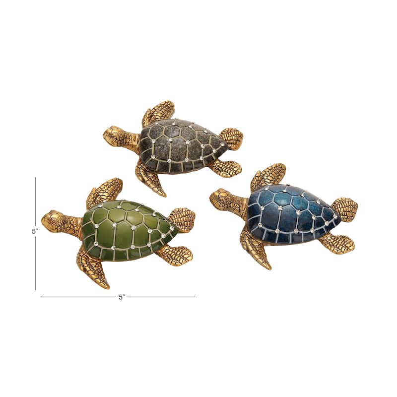Polystone Turtle Decorative Sculpture - Set of 3 Brown - Roche River Decor