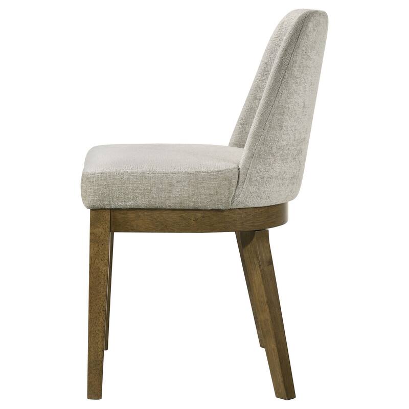 Givy Dining Armless Chair Set of 2, Tapered Legs, Oak Brown Wood, Tan
