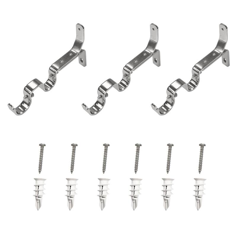 Double Curtain Rod Brackets 1" & 3/4" | 3-Pack