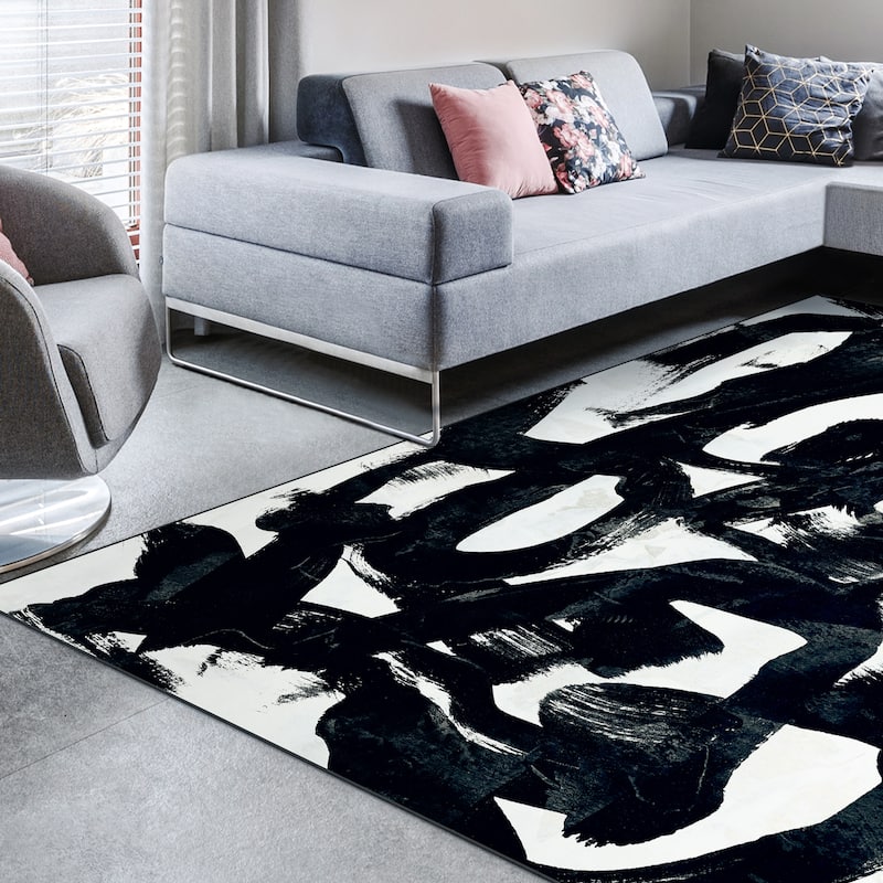 Graffiti Tangle I Abstract Washable Art Area Rug size 5'x8', Power-loomed, Non Slip Rug, Soft Rug for Living Room,Bedroom,Office