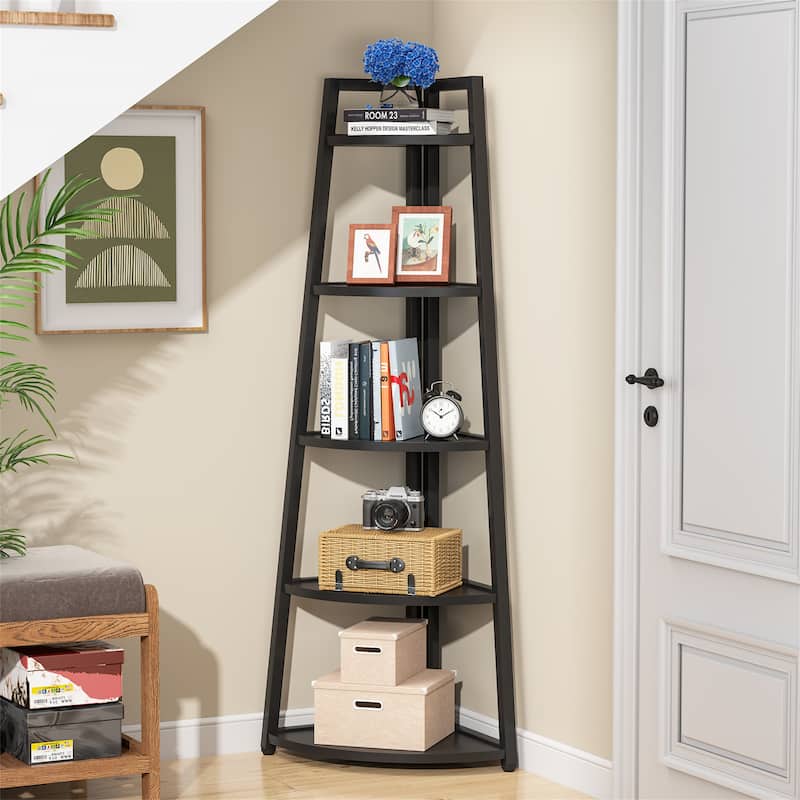 5 Tier Tall Corner Shelf, Bathroom Tower Shelves, 70 Inches Corner