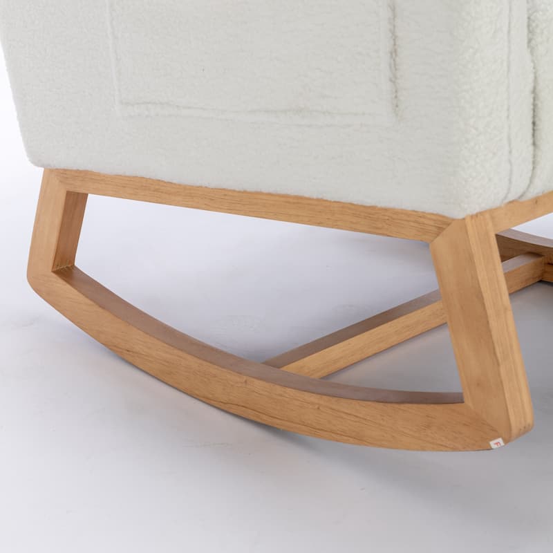 Teddy Fabric Rocking Chair With Packet Wood Legs