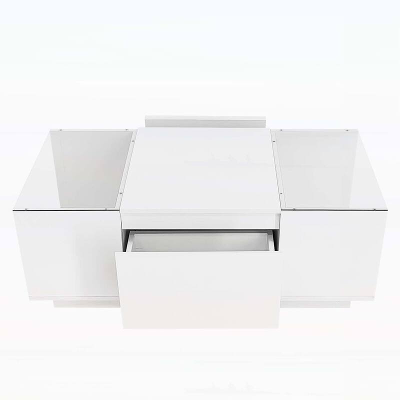 Stylish Coffee Table with Open Storage Compartment and 2 Hidden Drawers for Living Room