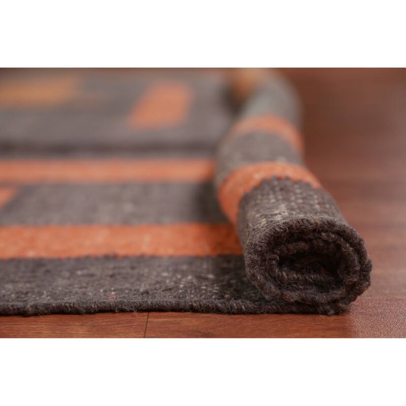 Hand Woven Oriental 100% Jute Carpet Southwestern Modern Greys & Charcoal Kilim Area Rug - 14' 0'' X 10' 7''