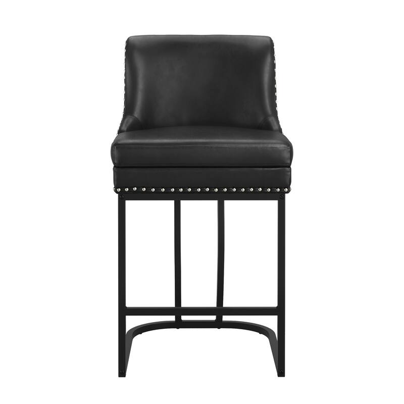 26" Modern Metal Barstools Set of 4 Upholstered Counter Height Bar stools with Back and 6" Thick Cushion for Kitchen Island