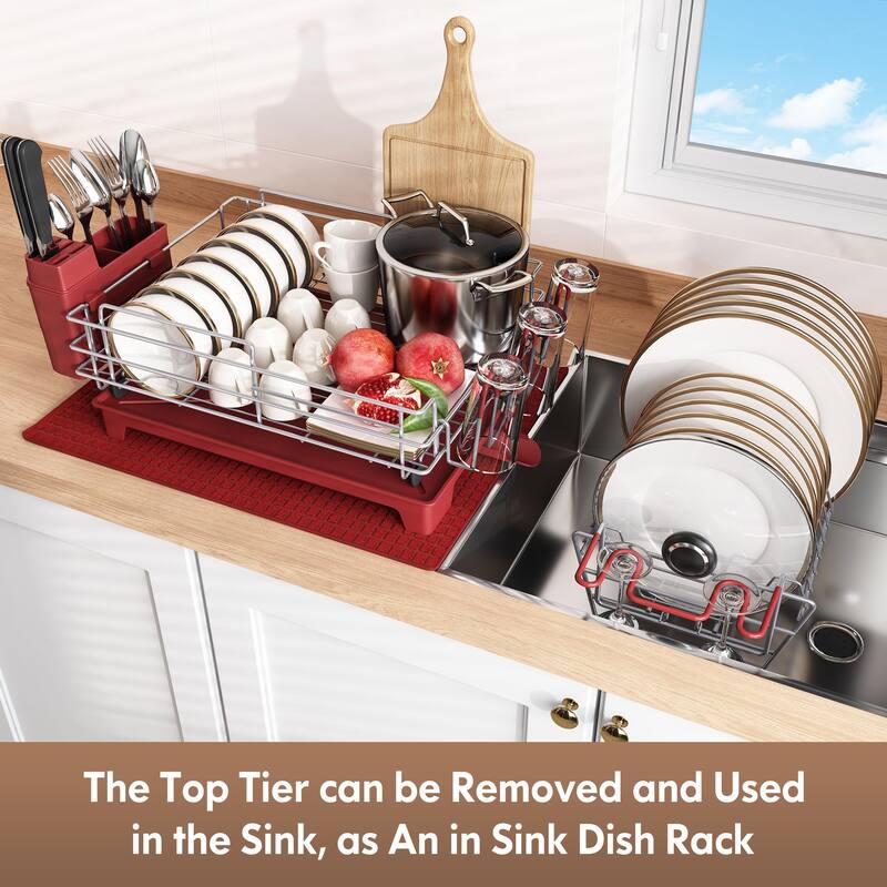 JASIWAY 2 Tier Kitchen Stainless Steel Dish Rack