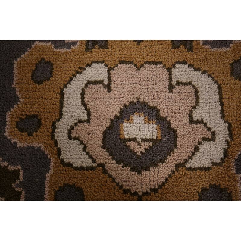Dark Gray & Ivory Oushak Oriental Area Rug Hand-Knotted Wool Carpet - 9'2" x 11'7"