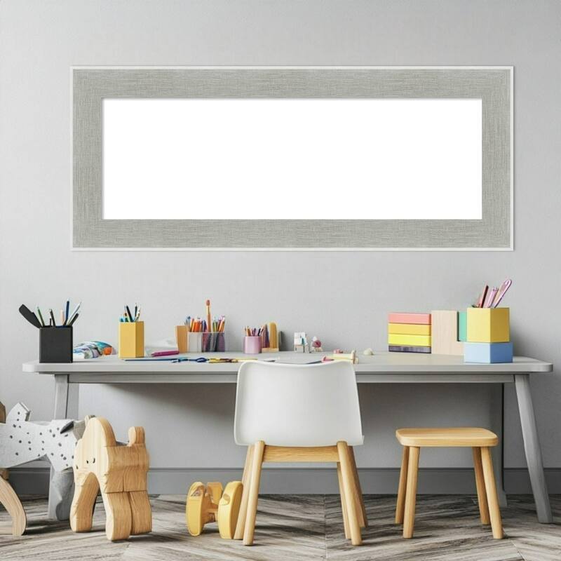 Amanti Art Glam Linen Grey Framed Dry Erase Magnetic Board