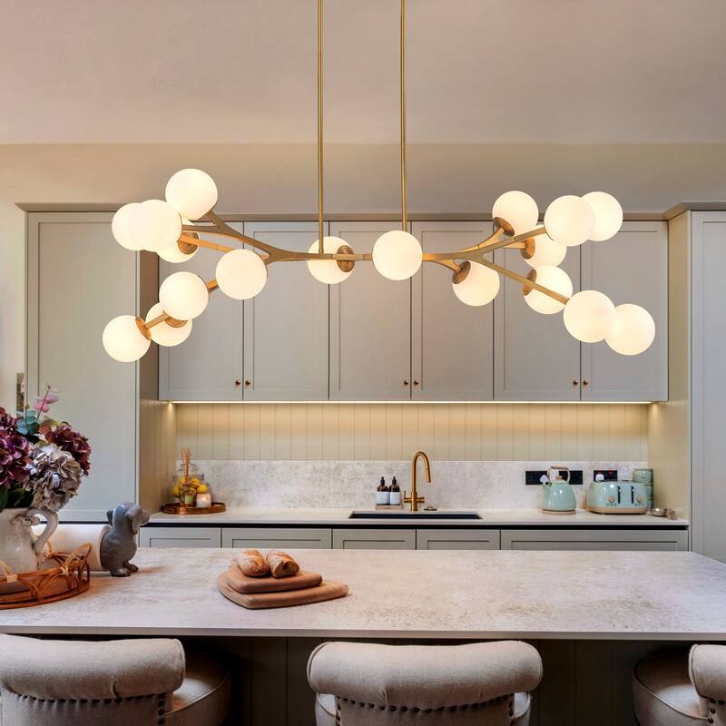 18 - Light Modern Dimmable Bubble Sputnik Linear Globe Chandelier - W68.11"