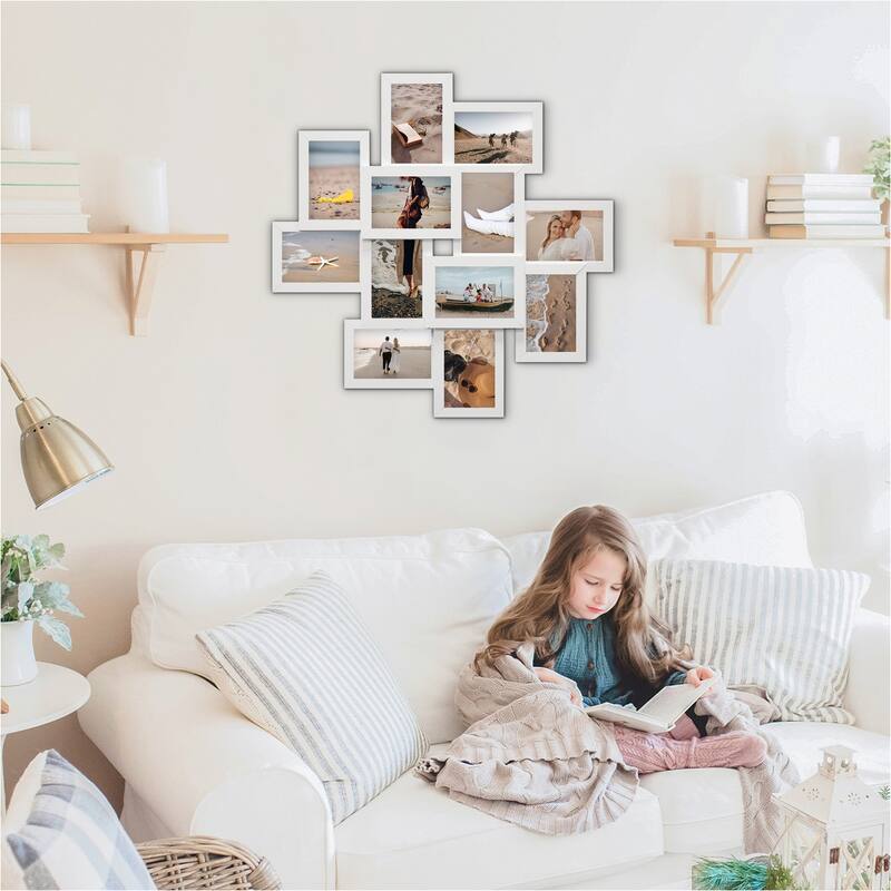 HELLO LAURA 12 Opening 4 x 6" White Collage Wall Picture Frame
