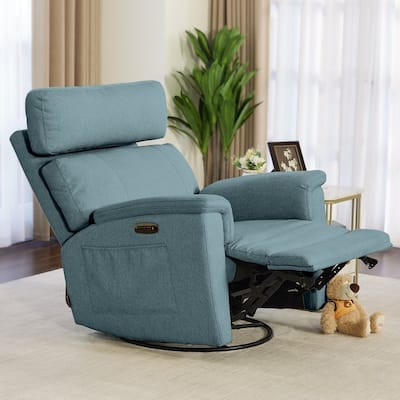 MCombo Power Swivel Glider Recliner Nursery Chair, Fabric PR601