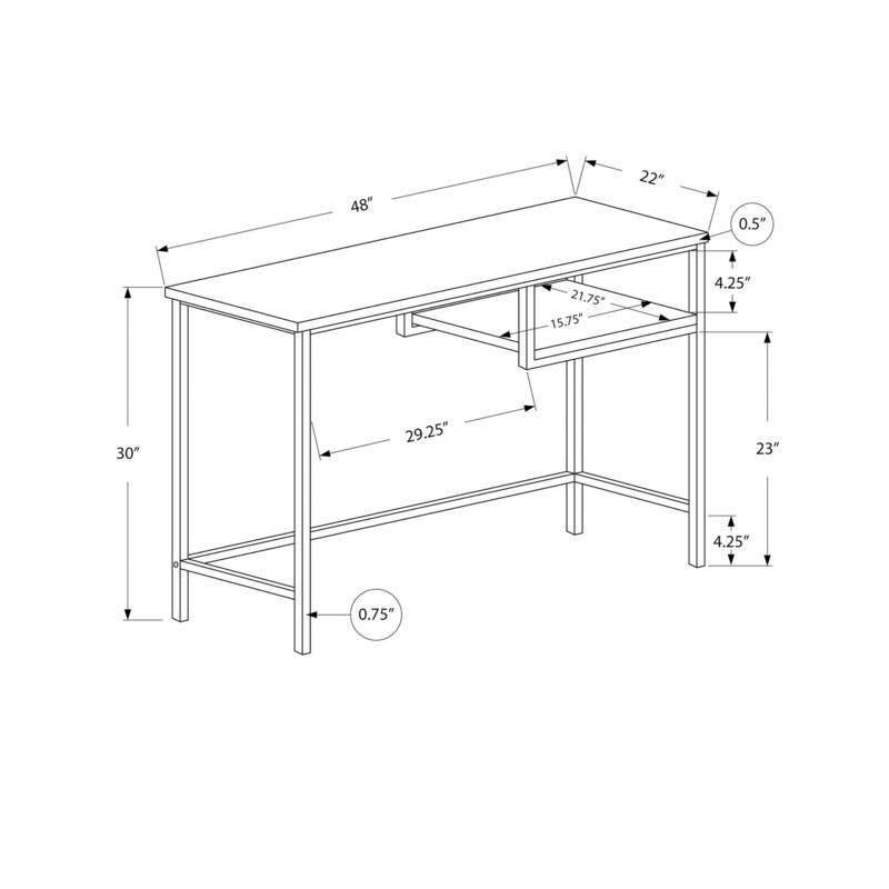 Computer Desk, Home Office, Laptop, 48"l, Work, Brown Laminate, Grey Metal, Contemporary