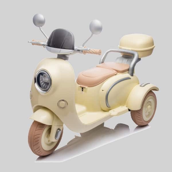 slide 2 of 3, 12V Ride-On Motorcycle for Kids, Two Seats, Bluetooth Music, Oversized Storage Box, Ages 3-6 Beige