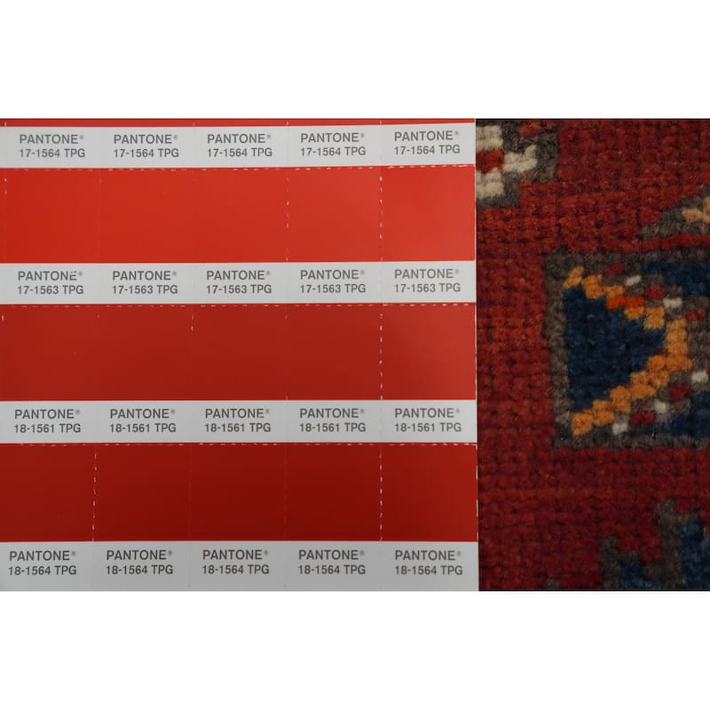 Hand Knotted Oriental 100% Wool Carpet Traditional Geometric Oranges & Rust Ardebil Runner Rug - 10' 6'' X 2' 11''