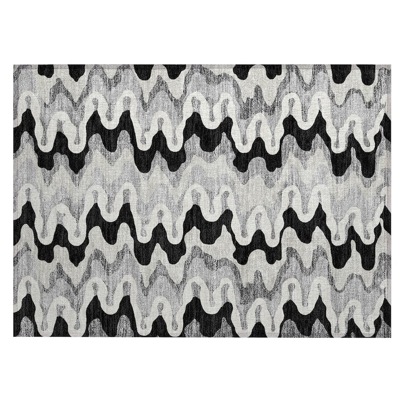 Machine Washable Indoor/ Outdoor Chantille Abstract Ripples Rug