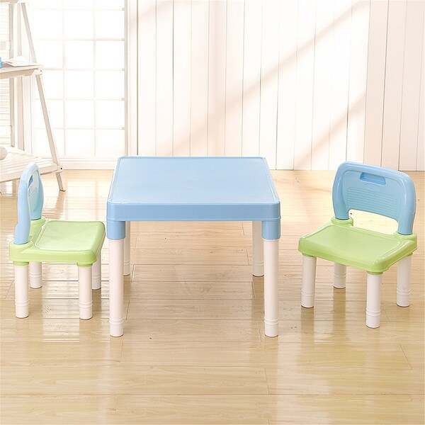 3-PC Kiddy Table & Chair Set - Blue/Green - 20x20x17.3in - Overstock ...