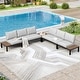preview thumbnail 4 of 22, 10-Seat Patio Sectional sofa set, E-coating Steel frame Conversation Sets with Built-in Side Table , Grey Cushion 6-Seats - Type E