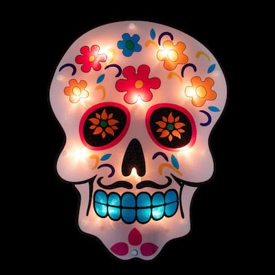 15" Day of the Dead Sugar Skull Halloween Window Silhouette Decor