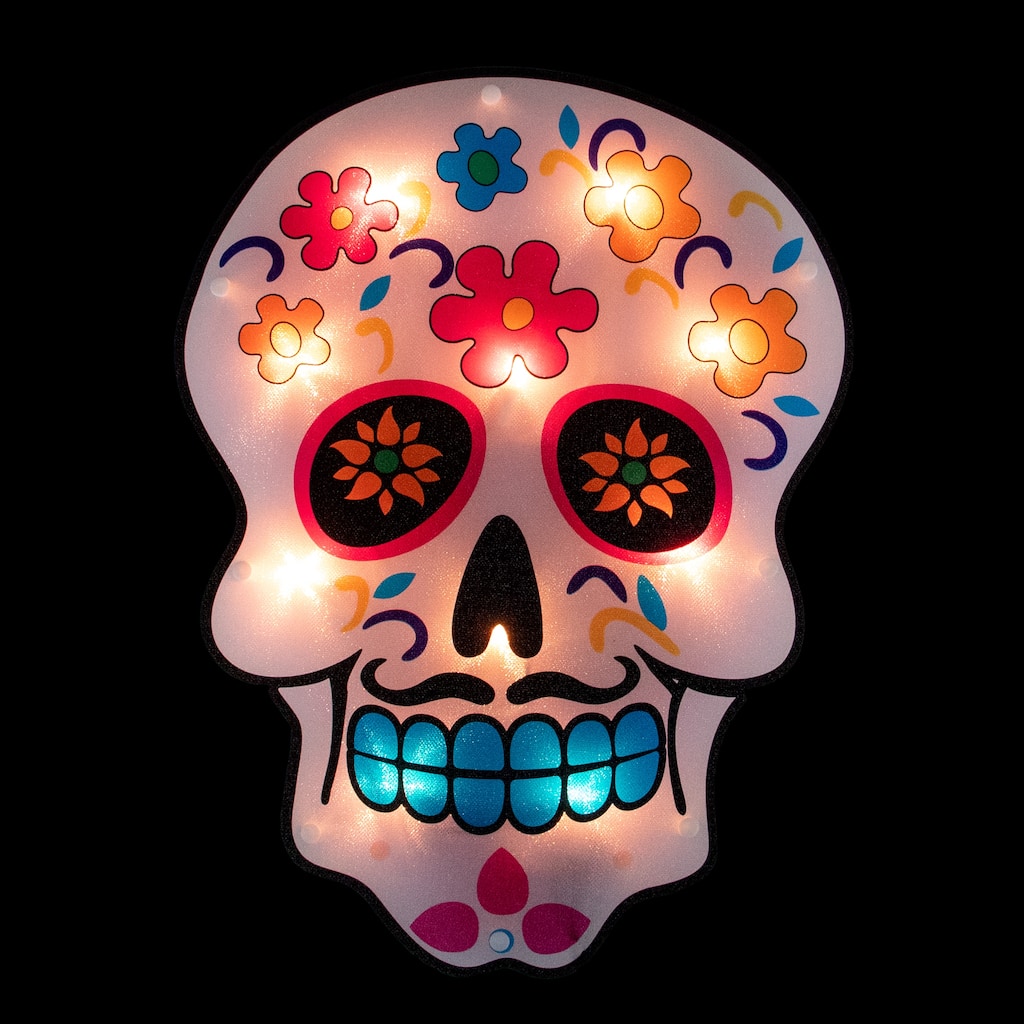 15" Day of the Dead Sugar Skull Halloween Window Silhouette Decor