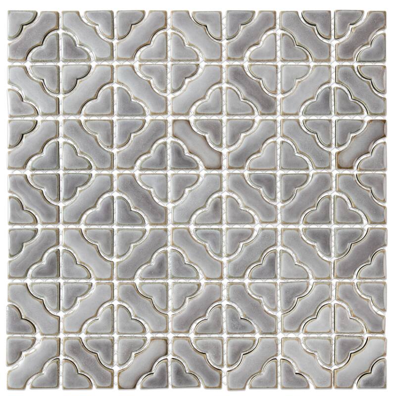 Merola Tile Hudson Tower Grey Eye 12" x 12" Porcelain Mosaic Floor and Wall Tile