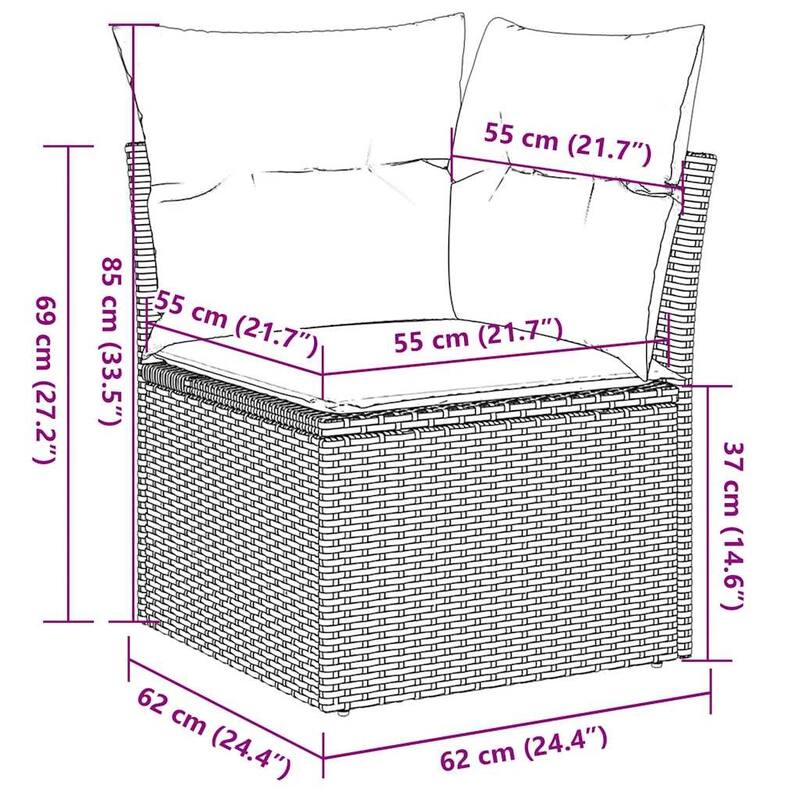 vidaXL Patio Sofa Set with Cushions Outdoor Conversation Furniture Poly Rattan