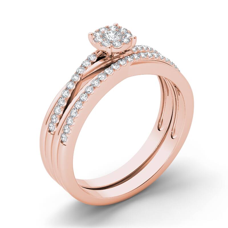 1/4ct TDW Diamond Cluster Bridal Set in 10K Gold for Women