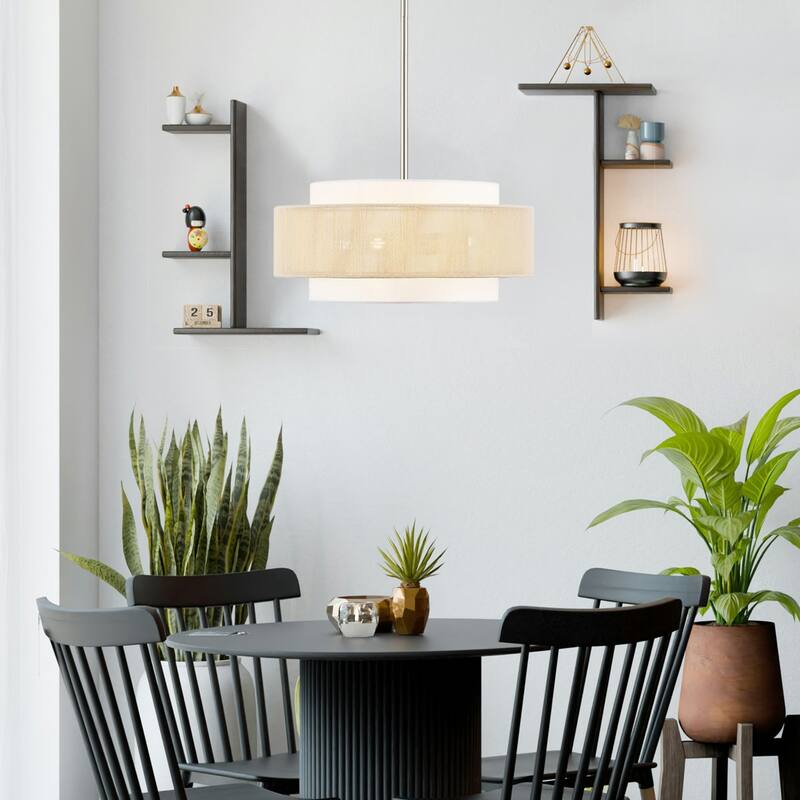 GetLedel 18" 4-Light Rope Drum Shaded Chandelier